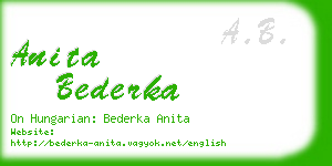 anita bederka business card